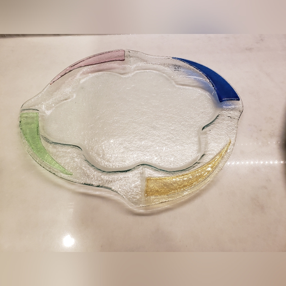 Murano colourful glass plate, made in Italy